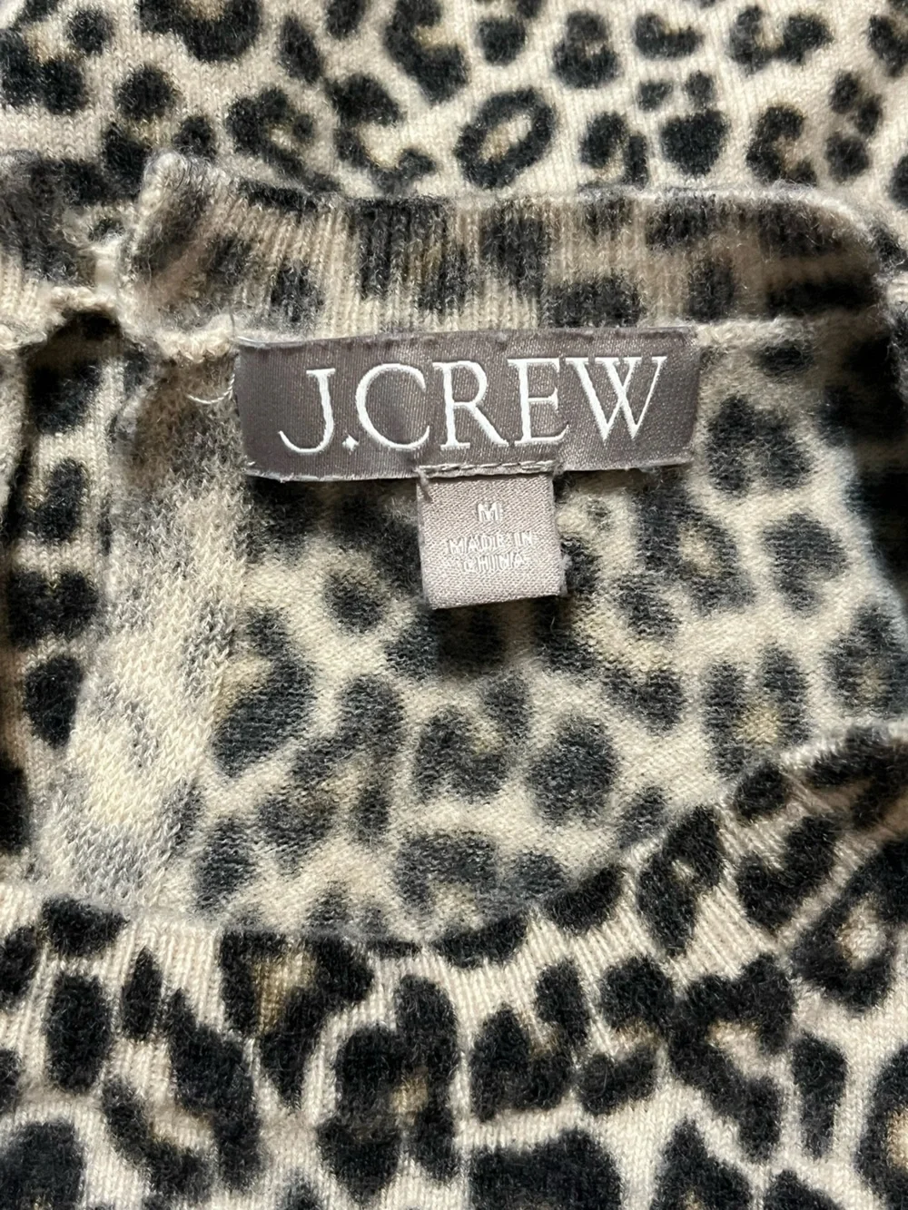 J. Crew Cashmere Lightweight Leopard Print Sweater